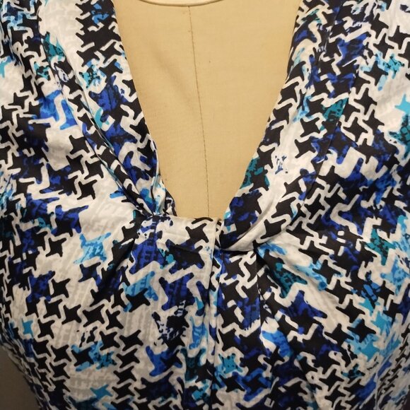 Blue & White Crosshatched Karl Lagerfeld Dress - Size 14 - Picture 2 of 5